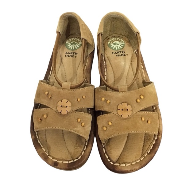 Earth Shoe Gelron 2000 Brown Suede Leather Slip On Sandals Size 6W - Picture 3 of 7